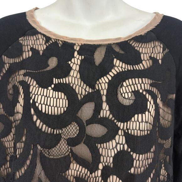 Dolan Black Lace Knit Whimsigoth Pullover Nude Lined Top Shirt Stretch sz M - Picture 5 of 16